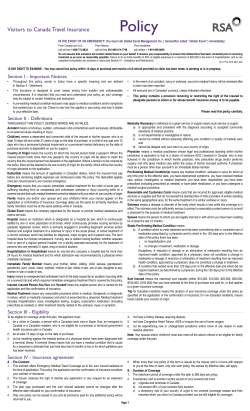 RSA , visitor Policy Wording