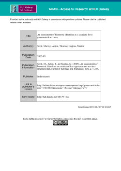 Title An assessment of biometric identities as a standard for e