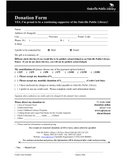 OPL Donation Form - Oakville Public Library