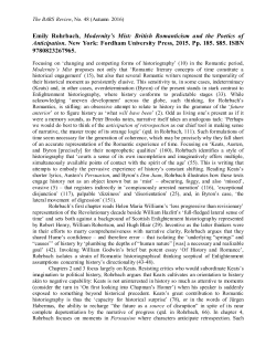 Emily Rohrbach, Modernity`s Mist: British Romanticism and the