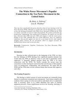 The White Power Movement`s Populist Connection to the Tea Party