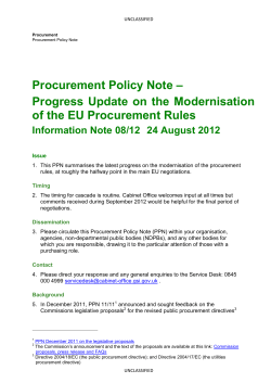 Procurement Policy Note &ndash; Progress Update on the