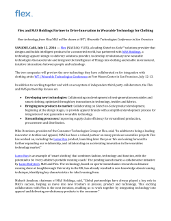 Flex and MAS Holdings Partner to Drive Innovation in Wearable