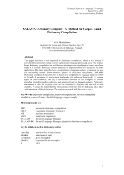 SALAMA Dictionary Compiler - A Method for Corpus