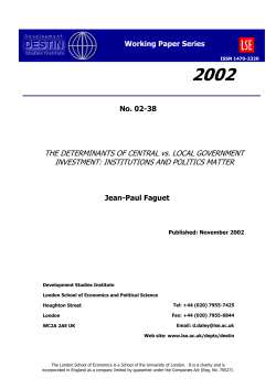THE DETERMINANTS OF CENTRAL vs. LOCAL GOVERNMENT