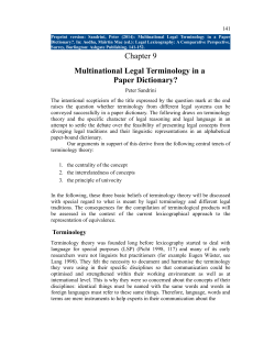 Chapter 9 Multinational Legal Terminology in a Paper Dictionary?