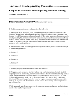 Advanced Reading-Writing Connection…..…Activity #VI