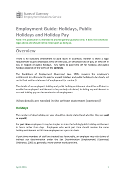 Holidays, Public Holidays and Holiday Pay