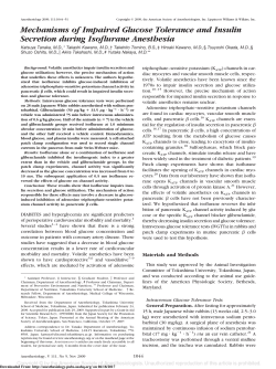Mechanisms of Impaired Glucose Tolerance and