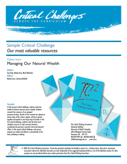 Managing our Natural Wealth-Critical Thinking Consortium