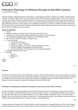 by Ivana Noble / Tim Noble Orthodox theology in Western Europe in