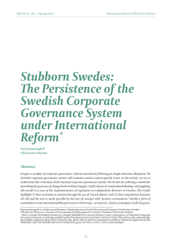 Stubborn Swedes: The Persistence of the Swedish Corporate