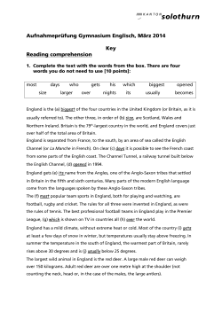 Aufnahmeprüfung Gymnasium Englisch, März 2014 Key