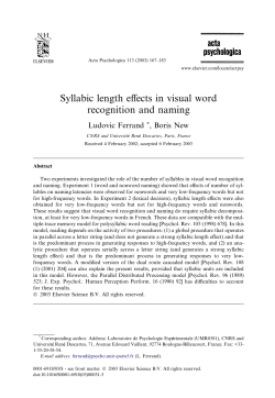 Syllabic length effects in visual word recognition and