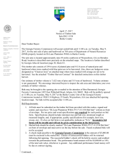 April 17, 2017 Notice of Timber Sale Sale ID# 11338 Burke County