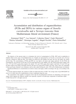 Accumulation and distribution of organochlorines (PCBs and DDTs