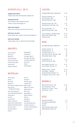 COCKTAILS $15 DRAFTS BOTTLES WHITE RED BUBBLY ETC.