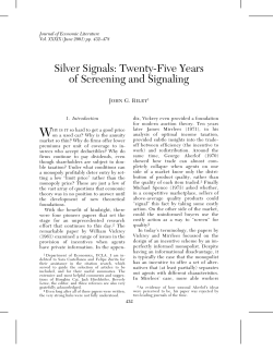 Silver Signals: Twenty-Five Years of Screening and Signaling