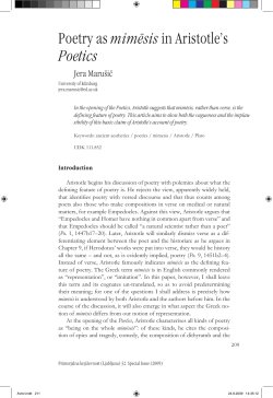 Poetry as mimēsisin Aristotle`s Poetics