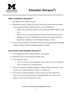 Edoxaban (Savaysa&reg;) - Michigan Medicine