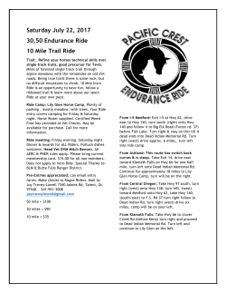 Saturday July 22, 2017 30,50 Endurance Ride 10 Mile Trail Ride