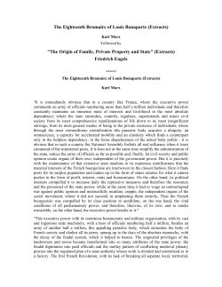 The Eighteenth Brumaire of Louis Bonaparte (Extracts)