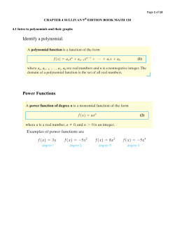 Identify a polynomial. Power Functions
