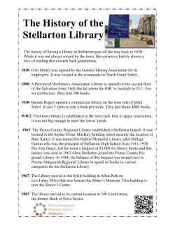 The History of the Stellarton Library - Pictou