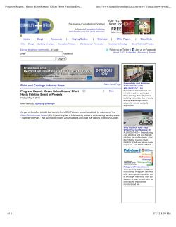 Progress Report: `Green Schoolhouse` Effort Hosts Painting Event in