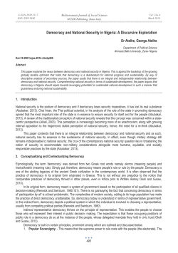 Democracy and National Security in Nigeria: A Discursive Exploration