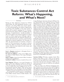 Toxic Substances Control Act Reform: What`s Happening, and