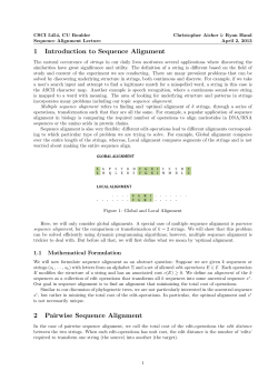 1 Introduction to Sequence Alignment 2 Pairwise Sequence Alignment