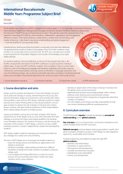 Design&ndash;MYP Subject Brief - International Baccalaureate