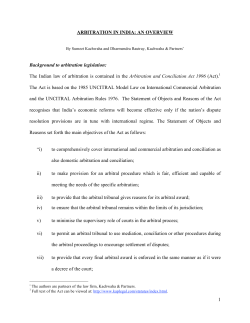 Arbitration in India An overview