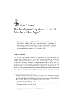 The Anti-Terrorist Legislation in the US: Inter Arma Silent Leges?2