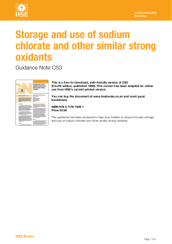 Storage and use of sodium chlorate and other similar strong oxidants