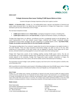 Prologis Announces New Leases Totaling 27,400 Square Metres at