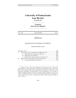 Rationality Analysis in Antitrust - Penn Law