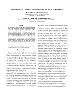 The Influence of Associative Interference on Cued Recall of Word