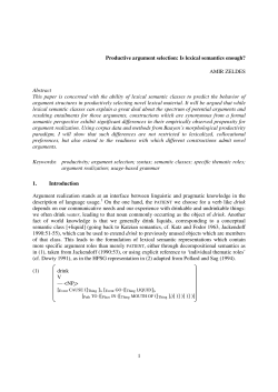 Productive argument selection: Is lexical semantics enough?