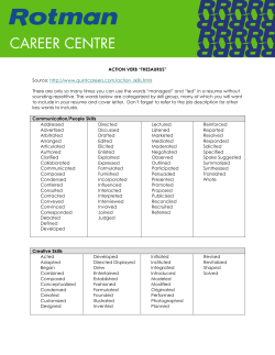 ACTION VERB &ldquo;THESAURUS&rdquo; Source: http://www.quintcareers.com