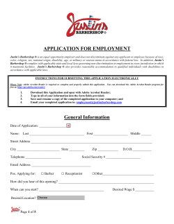 Justin`s Barbershop Employment Application