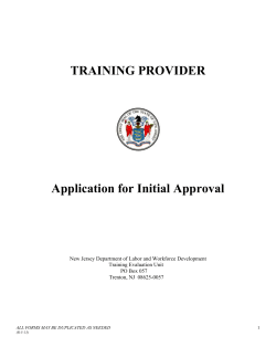 training provider - New Jersey Department of Labor