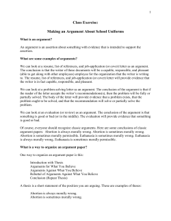 Class Exercise: Making an Argument About School