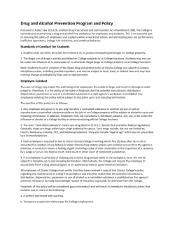 Drug and Alcohol Prevention Program and Policy