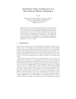 Partitioned Cache Architecture as a Side