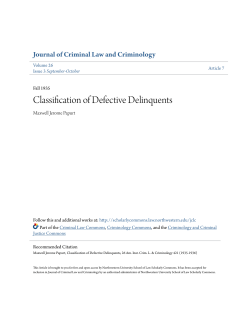 Classification of Defective Delinquents