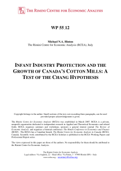 Infant industry protection and the growth of Canada`s cotton mills
