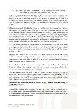 THE BENEFITS OF PROMOTION AGREEMENTS FOR LOCAL