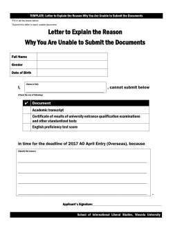 Letter to Explain the Reason Why You Are Unable to Submit the